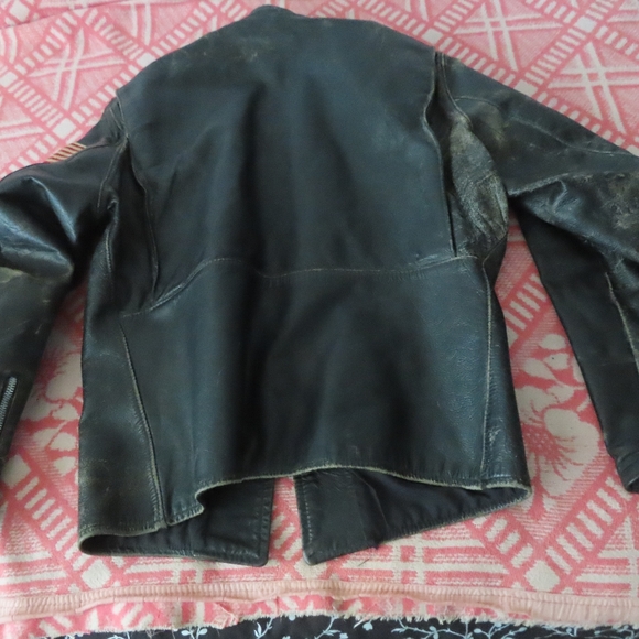 60s Brooks Cafe Racer Leather Distressed Motorcycle Biker Talon Jacket patches - Picture 9 of 11